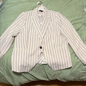 Torrid White Pinstripe Blazer